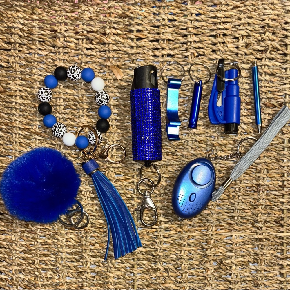 9 Piece Royal Blue Mini Wallet Key Chain